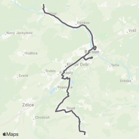 PID Nižbor - Beroun - Suchomasty - Všeradice map