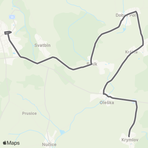 PID Kostelec Nad Černými Lesy - Oleška,Krymlov map
