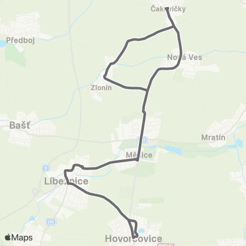 PID Hovorčovice - Zlonín - Hovorčovice map