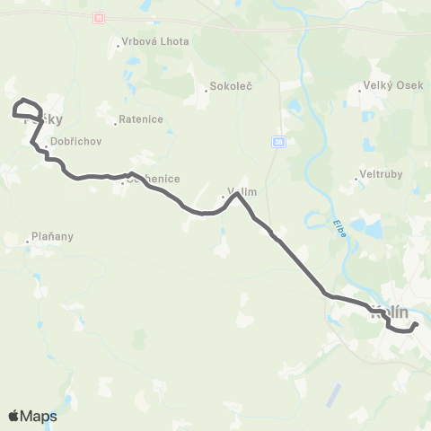 PID Kolín - Cerhenice - Pečky map