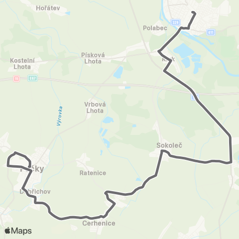 PID PoděBrady - Cerhenice - Pečky map