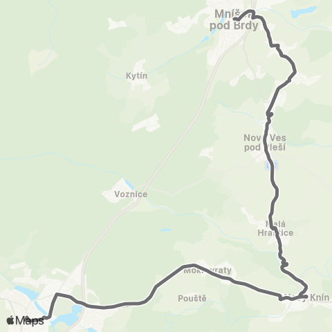 PID Mníšek Pod Brdy - Nový Knín - Dobříš map