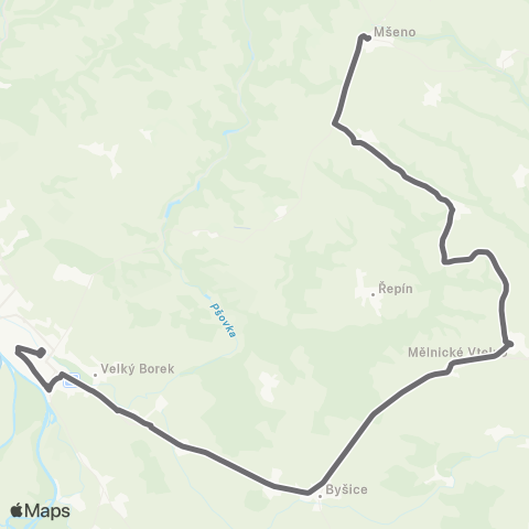 PID MěLník - Byšice - Mšeno map
