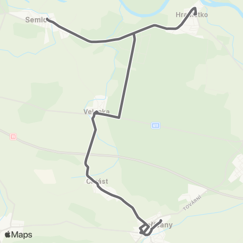 PID PořÍčany - Velenka - Semice map