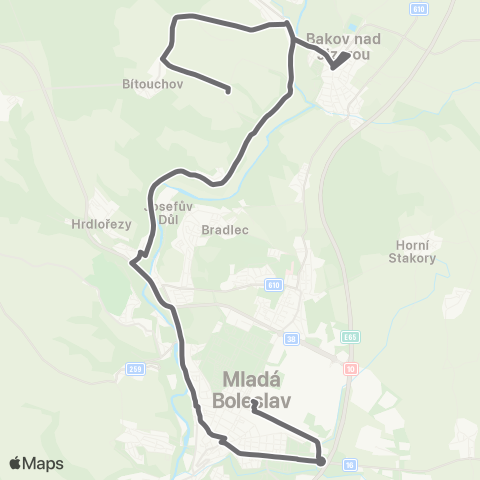 PID Mladá Boleslav - Bítouchov - Bakov Nad Jizerou,ZvířEtice map