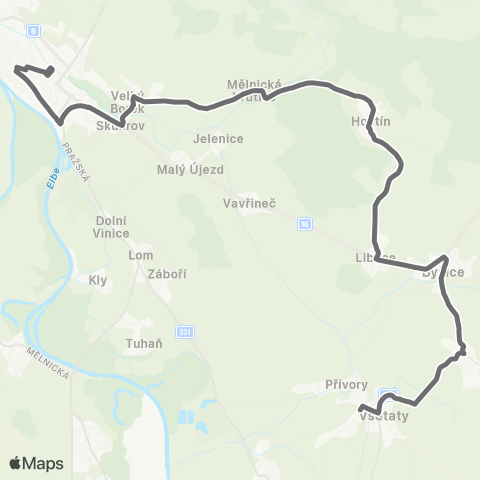 PID Mělník - Byšice - Všetaty map