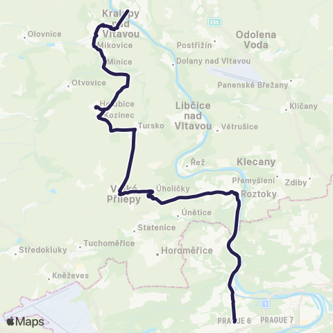 PID Praha,Vítězné Náměstí - Kralupy Nad Vltavou / Číčovice map