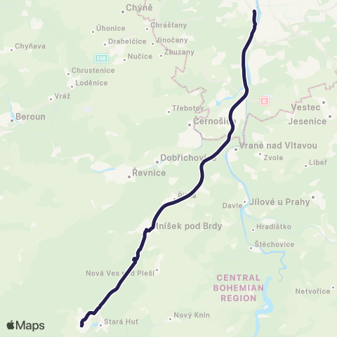 PID Praha,Smíchovské Nádraží - Mníšek Pod Brdy - Dobříš map