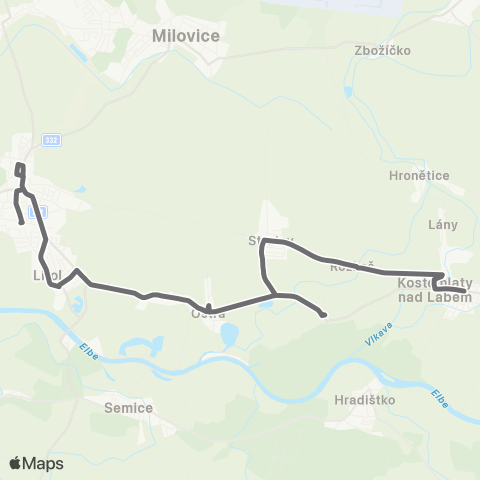 PID Kostomlaty Nad Labem - Lysá Nad Labem map