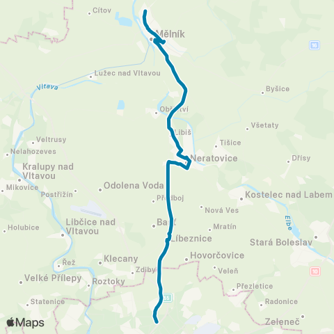 PID Praha,Třebenická - Mělník,Mlazice map