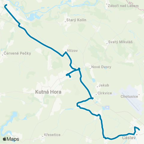 PID Kolín,Nádraží - Kutná Hora,Městské Nádraží / Čáslav,Žel.St. map