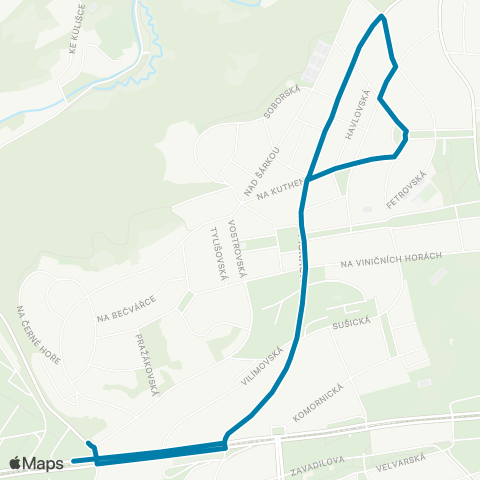 PID Bořislavka - Dyrinka map