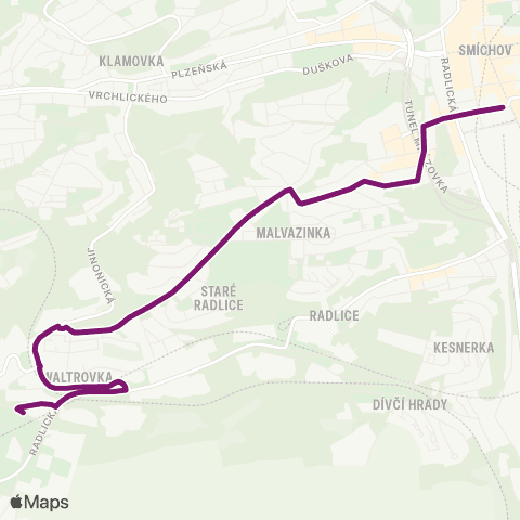 PID Na Knížecí - U Waltrovky - Jinonice map