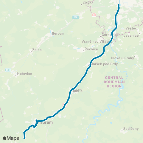 PID Praha,Smíchovské Nádraží - Vysoká U Příbramě,Památník map