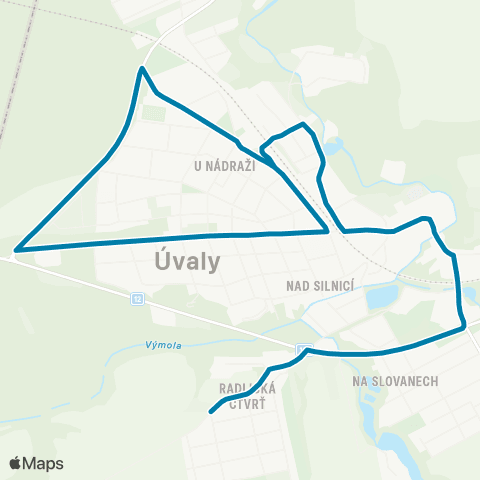PID Úvaly - Úvaly,Radlická Čtvrť map