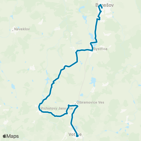 PID Benešov - Vrchotovy Janovice - Votice map