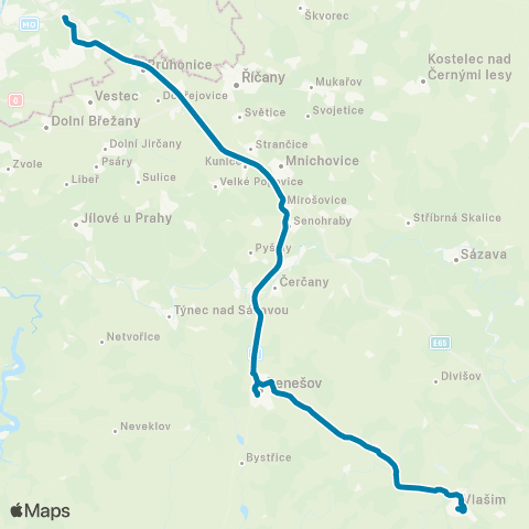 PID Praha,Roztyly - Benešov - Vlašim map