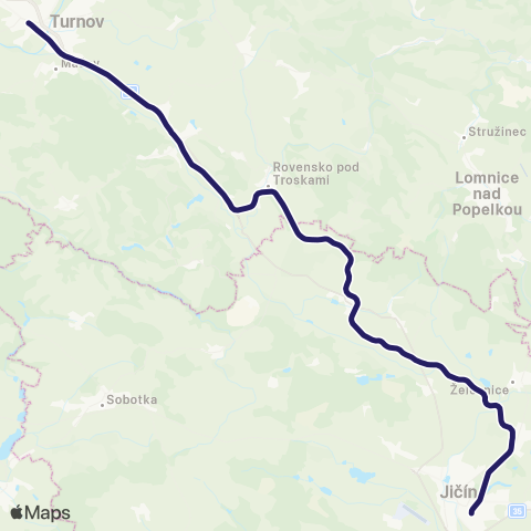 PID (Hradec Králové - Ostroměř - Jičín - ) Turnov Město - Turnov map