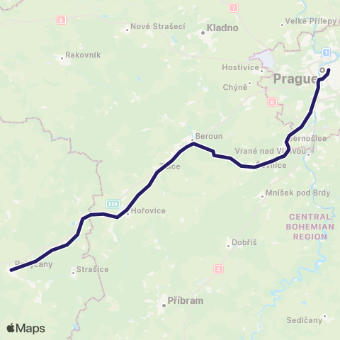 PID Praha - Beroun - Zdice - Hořovice - Kařez - Rokycany ( - Plzeň - Klatovy) map