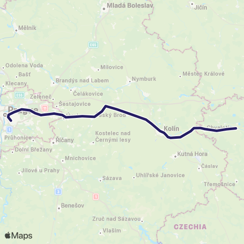 PID Praha - Kolín - Přelouč ( - Pardubice - Olomouc - Luhačovice) map