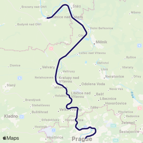 PID Praha - Kralupy Nad Vltavou - Roudnice Nad Labem ( - Ústí Nad Labem - Děčín) map