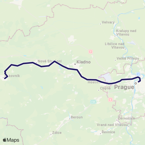 PID Praha - Kladno - Rakovník map