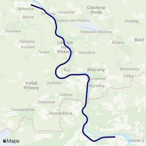 PID Praha - Kralupy Nad Vltavou map