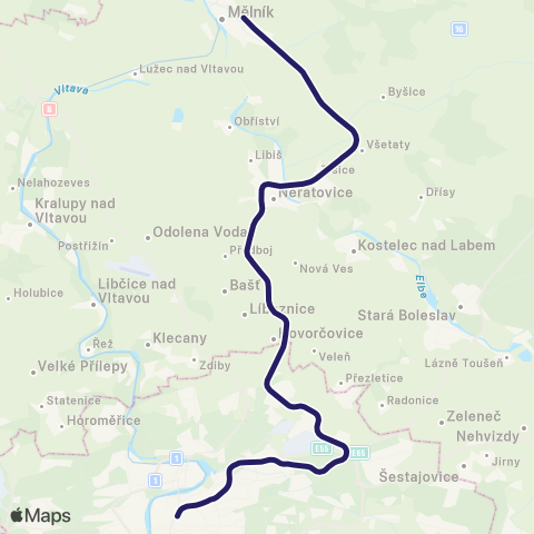 PID Praha - Neratovice - Všetaty - Mělník map