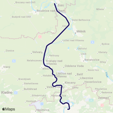 PID Praha - Kralupy Nad Vltavou - Vraňany - Hněvice map