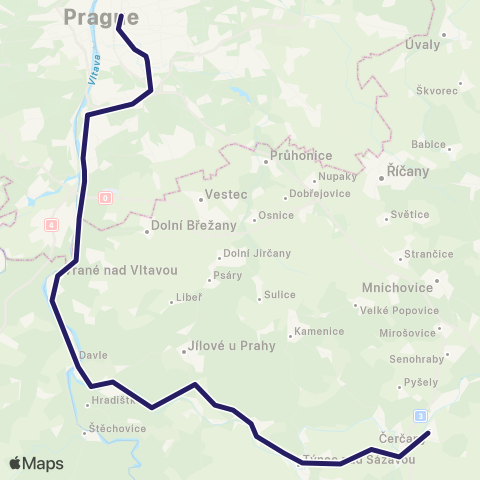 PID Praha - Vrané Nad Vltavou - Čerčany map