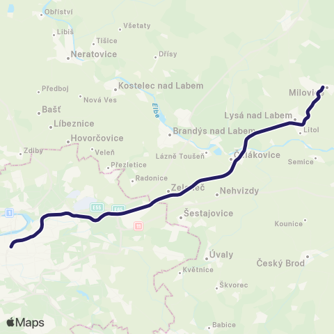 PID Praha - Lysá Nad Labem - Milovice map