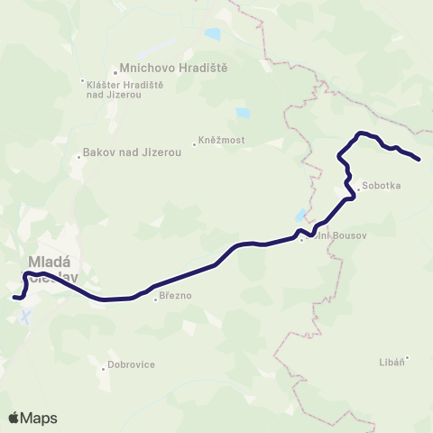 PID Mělník - Mšeno - Mladá Boleslav map