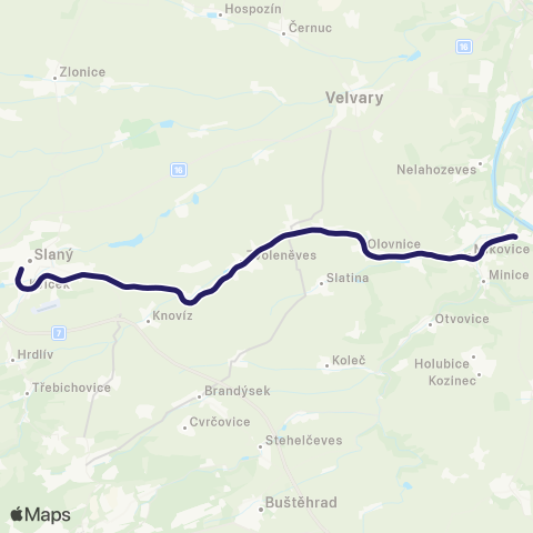 PID Kralupy Nad Vltavou - Podlešín - Slaný map