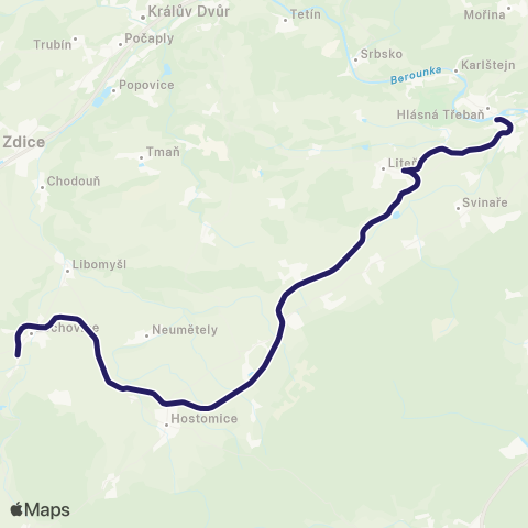 PID Zadní Třebaň - Lochovice map
