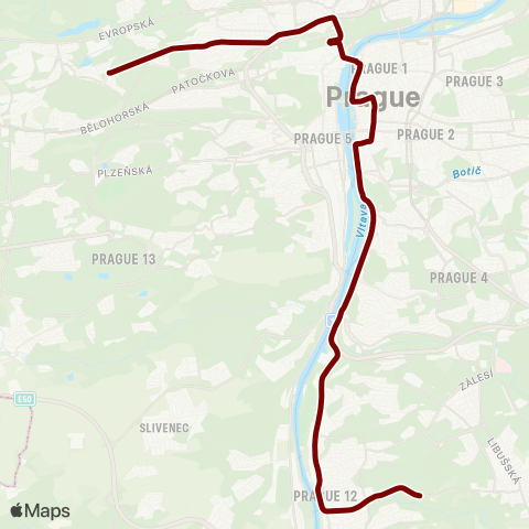 PID Sídliště Petřiny - Nádraží Braník map