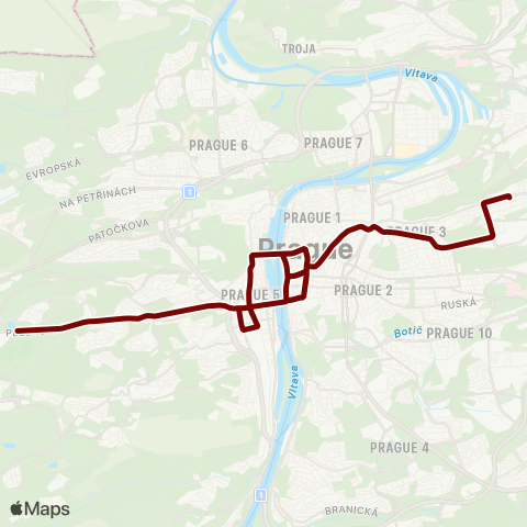 PID Slivenec - Vozovna Žižkov map