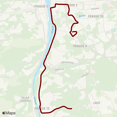 PID Radlická - Sídliště Modřany map