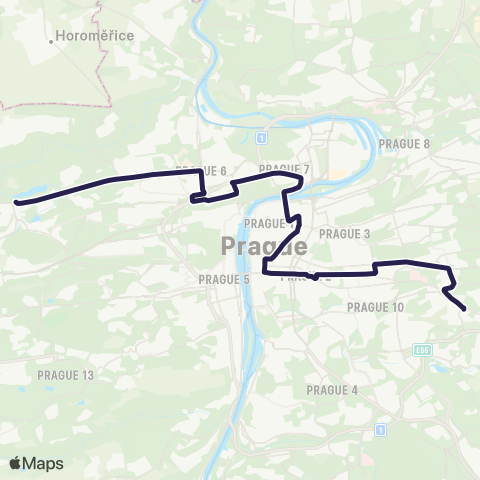 PID Divoká Šárka - Staré Strašnice map