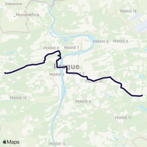 PID Bílá Hora - Nádraží Hostivař map