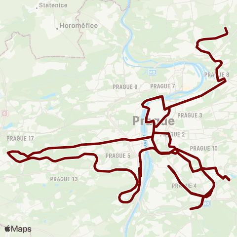 PID Dědina - Nádraží Podbaba map