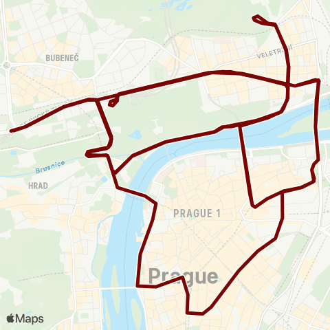 PID Vozovna Střešovice - Výstaviště Holešovice map