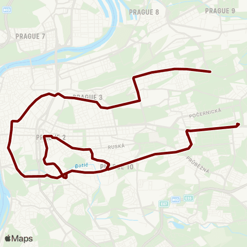 PID Vozovna Žižkov - Náměstí Bratří Synků map