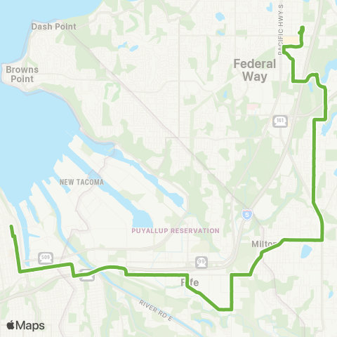 Pierce Transit Milton / Federal Way map