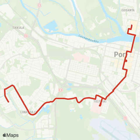 Porin joukkoliikenne Paratiisinmäki-Puuvilla map