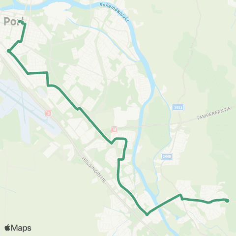 Porin joukkoliikenne Friitala-Krapisto map