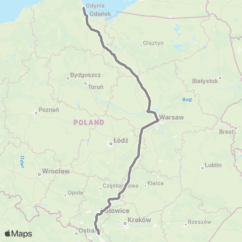 PKP Intercity Express InterCity map