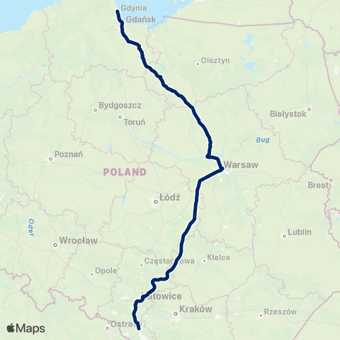PKP Intercity Express InterCity Premium map