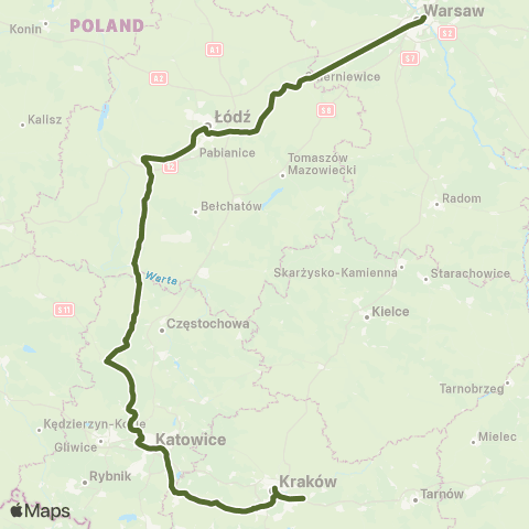PKP Intercity Retro Nieśpieszny map