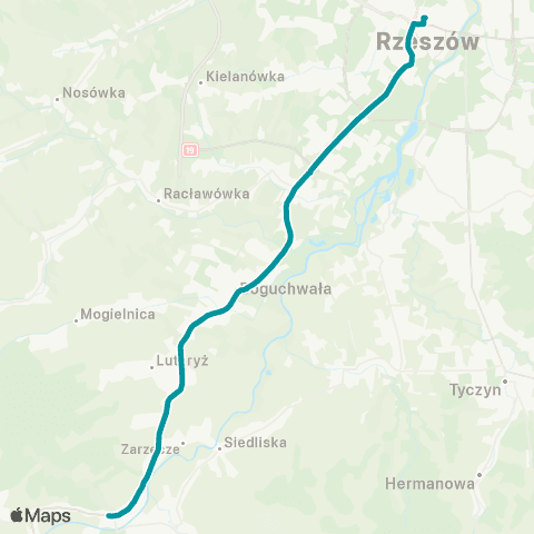 PKS w Rzeszowie Rzeszów D.A. - Boguchwała - Babica map