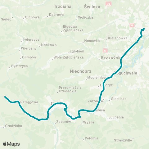 PKS w Rzeszowie Rzeszów D.A. - Boguchwała - Babica - Wyżne - Czudec - Pstrągowa map